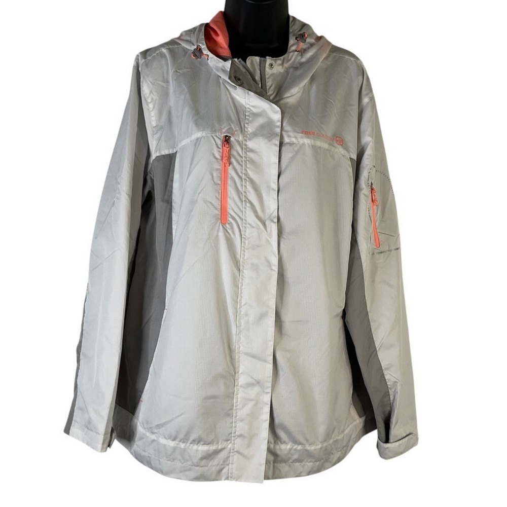 Free Country Women's White Peach Windbreaker Hooded Jacket  XXL Athletz Series‎